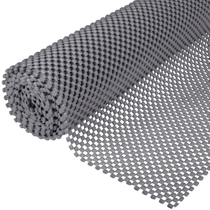 NONSLIP MAT AREA RUG PAD ANTI SLIP GRIPPER ROLL RUBBER MATTING WATERPROOF FLOOR MAT PVC SHELF DRAWER LINER FOR HOME OFFICE CARS CARAVANS GRAY 30 X 200 CM