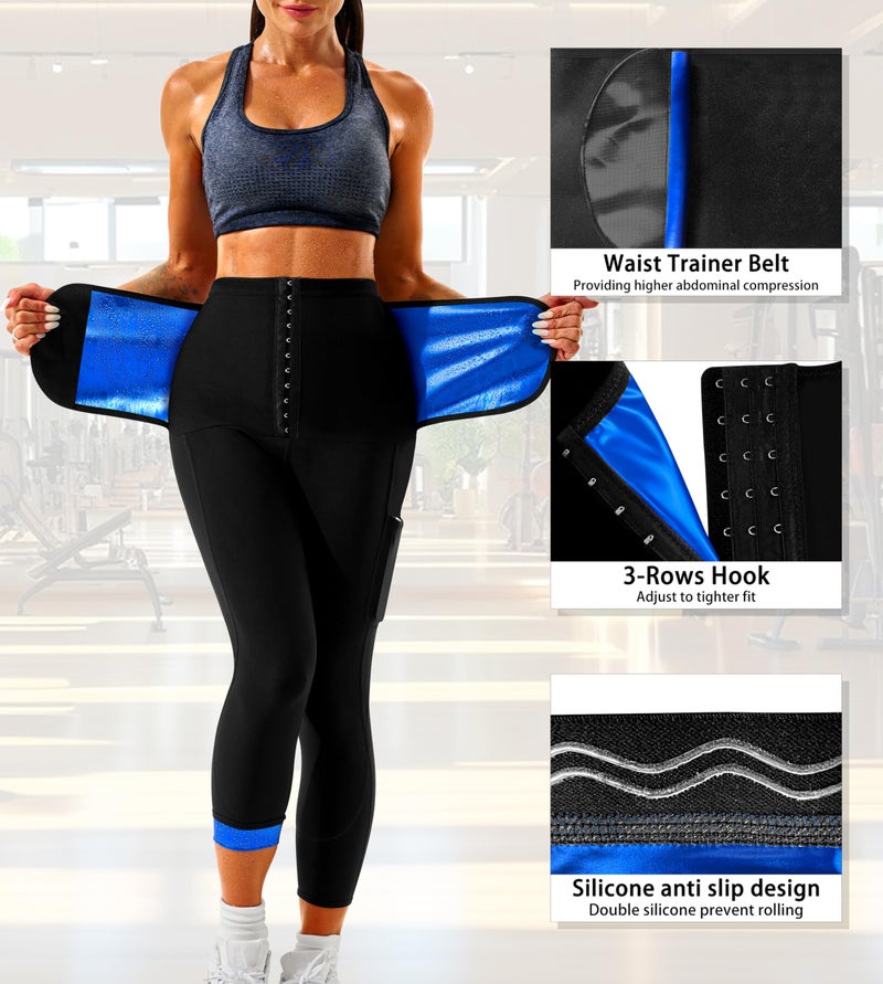 DYUAI Sauna Sweat Pants for Women High Workout Waist Compression Slimming Leggings(BH70063-01-L) - Image 5
