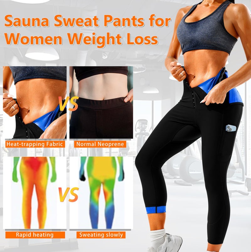 DYUAI Sauna Sweat Pants for Women High Workout Waist Compression Slimming Leggings(BH70063-01-L) - Image 4