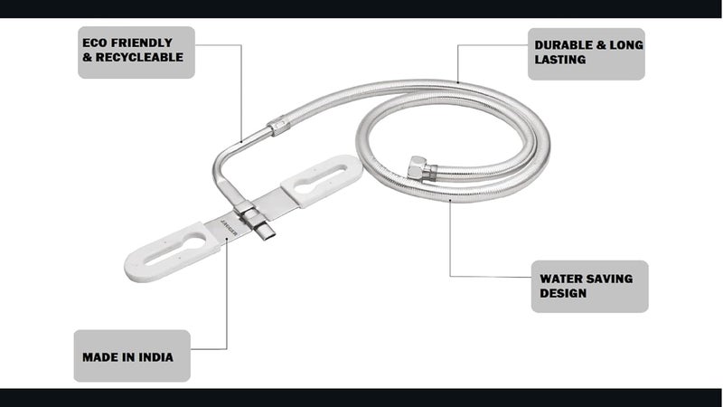 JAGGER JAG207 رذاذ jet من الفولاذ المقاوم للصدأ 304 | رذاذ jet بدون استخدام اليدين لمقعد المرحاض | فضي (متعدد، 1.5 متر) - Image 2
