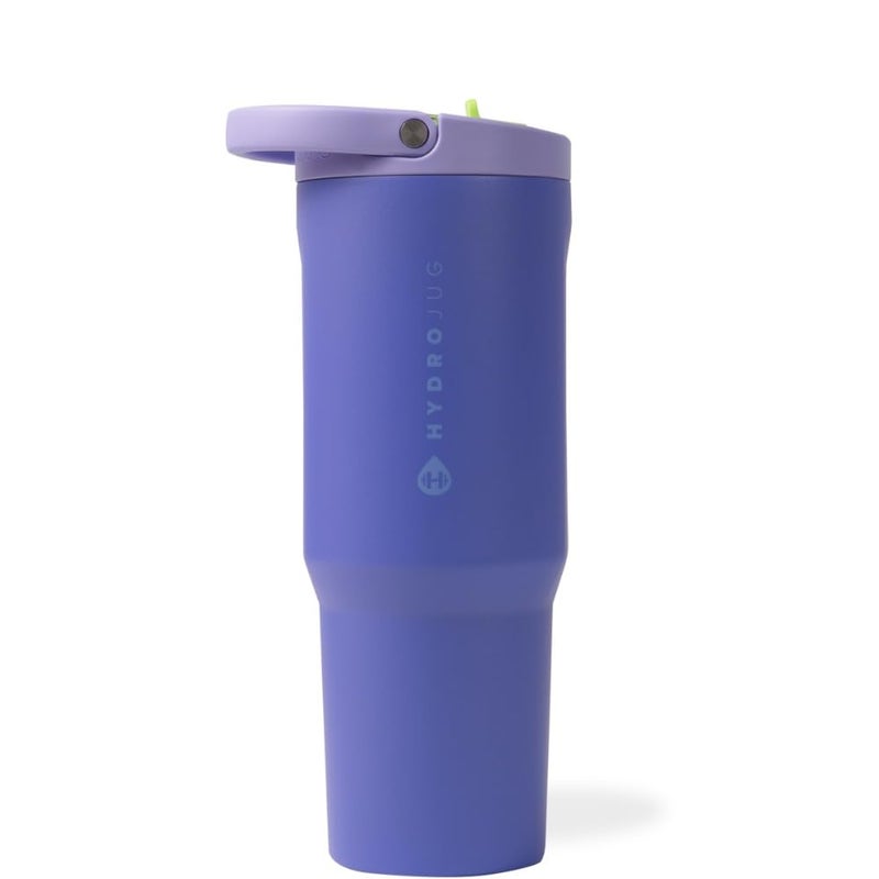 زجاجة ماء هيدروجوج الرياضية من الفولاذ المقاوم للصدأ مع قشة معزولة بالفراغ سعة 32 أونصة مقاومة للتسرب تصميم مريح قابلة لإعادة الاستخدام آمنة في غسالة الصحون قاعدة مطاطية متينة للاستخدام في الصالة الرياضية أو في الهواء الطلق ليمون ركي