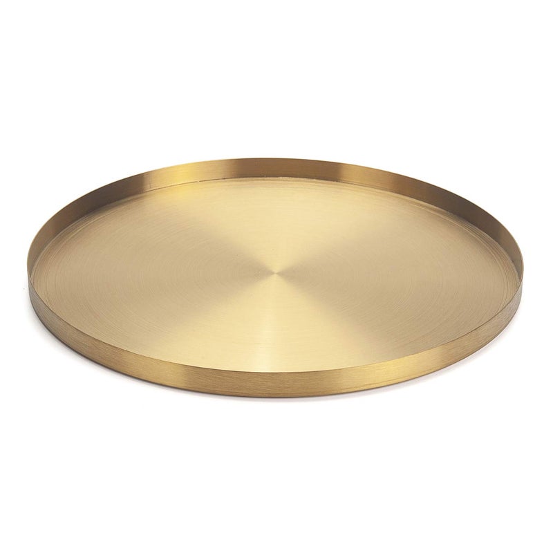 Gold Round Decorative Tray Stainless Steel Jewelry and Make up OrganiserCandle Plate 32cm