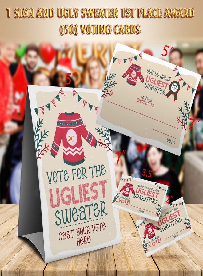Muruseni Ugly Christmas sweater voting suit, Ugly Sweater Party Christmas Party, Tacky Christmas Party-1 Sign,1Awards and 50 Guessing Cards（51C） - Image 4
