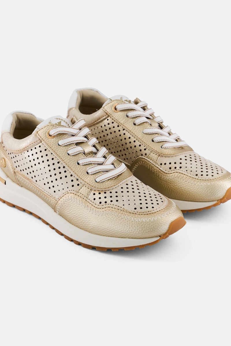 Xti Women Z,C Oro Lace Up Casual Shoes, Gold - Image 3