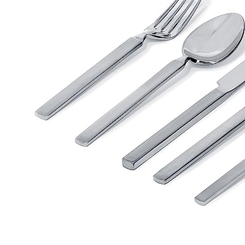 Alessi 4180S5 Dry - Cutlery set composed of one table spoon, one table fork, one table knife, one dessert fork, one tea spoon in 18/10 stainless steel mirror polished with mat handle. - Image 4