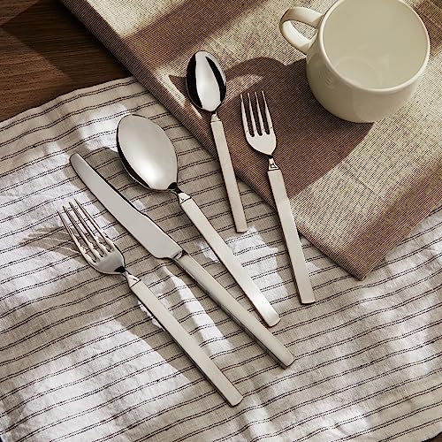 Alessi 4180S5 Dry - Cutlery set composed of one table spoon, one table fork, one table knife, one dessert fork, one tea spoon in 18/10 stainless steel mirror polished with mat handle. - Image 5