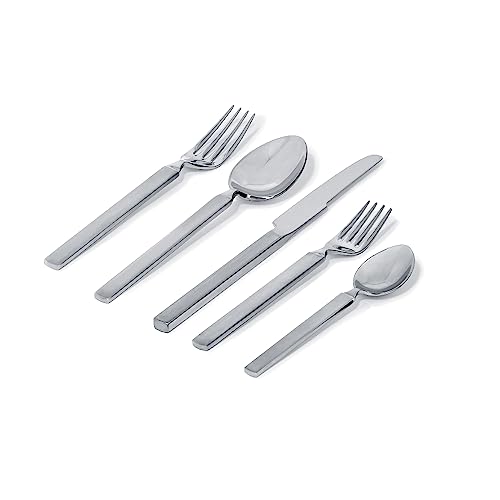 Alessi 4180S5 Dry - Cutlery set composed of one table spoon, one table fork, one table knife, one dessert fork, one tea spoon in 18/10 stainless steel mirror polished with mat handle. - Image 2