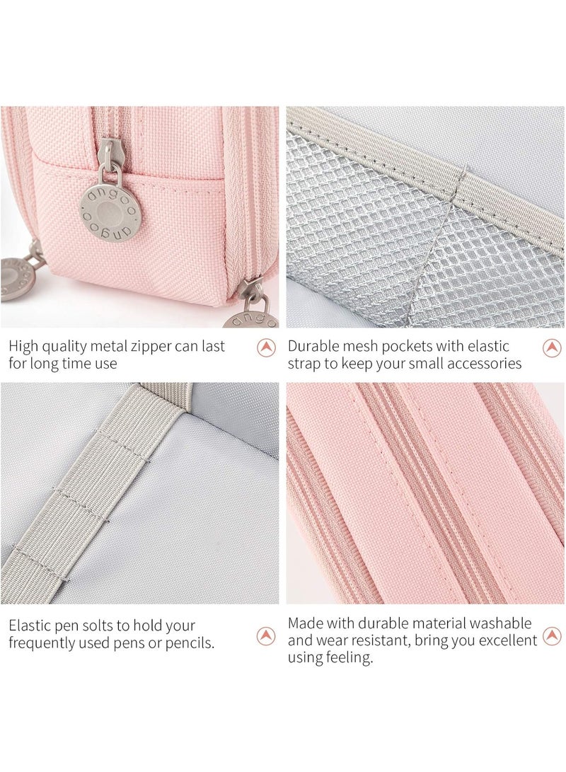 ANGOO Large Capacity Pencil Case 3 Compartment Pouch Pen Bag for School Teen Girl Boy Men Women (Pink) - Image 3