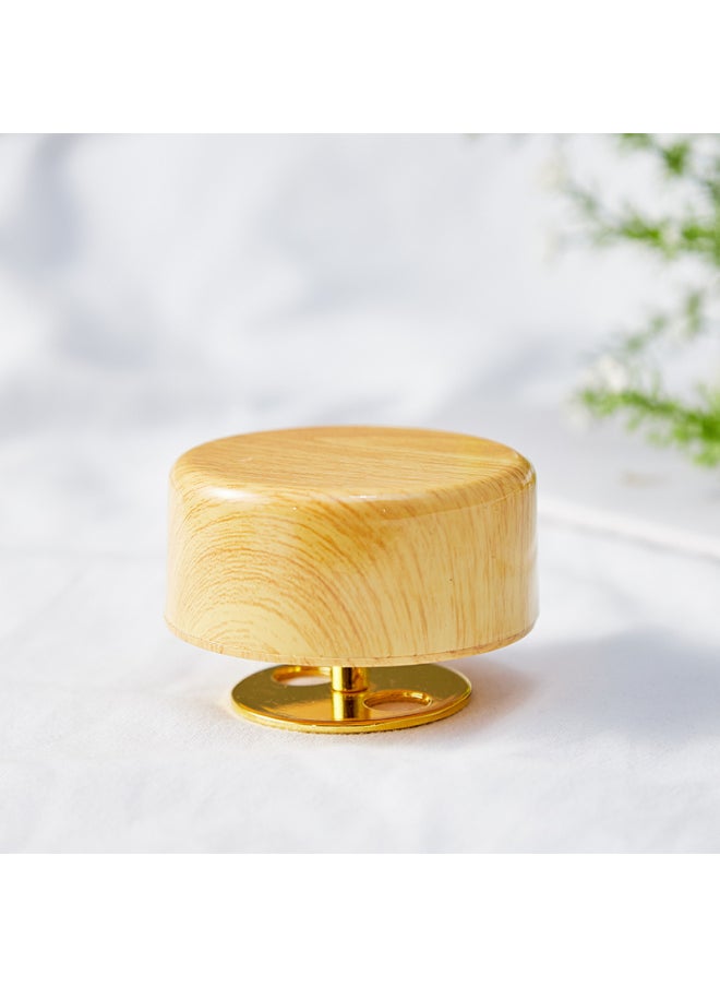 Hg Wooden Diy Music Box Rotating Base Music Box Creative Handmade Clay Model Wooden Pile Machine-Color:Wood Grain Shell Movement (qian And Qianxun Music) Diameter 6.7cm  - Image 2