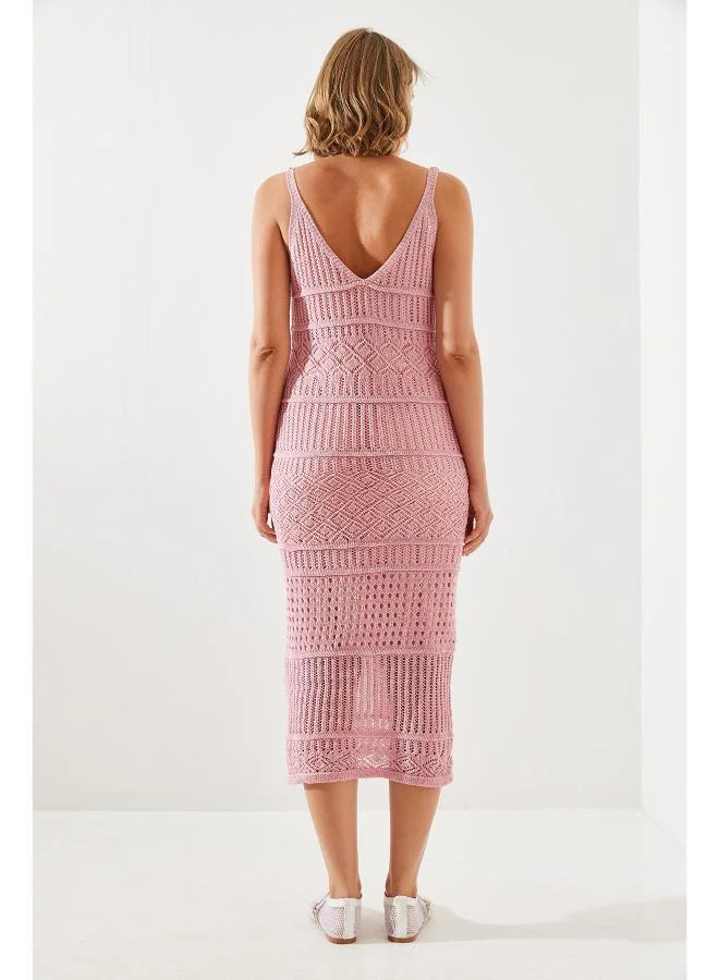 جينجر فستان شاطئ كروشيه بياقة على شكل حرف