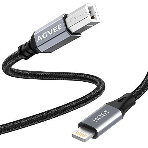 AGVEE كابل MIDI USB Type-B بطول 6.6 قدم من AGVEE متوافق مع iPhone و iPad و iOS للأدوات الموسيقية الإلكترونية، البيانو، وحدة التحكم MIDI، لوحة المفاتيح MIDI، واجهة تسجيل الصوت، رمادي داكن - Image 1