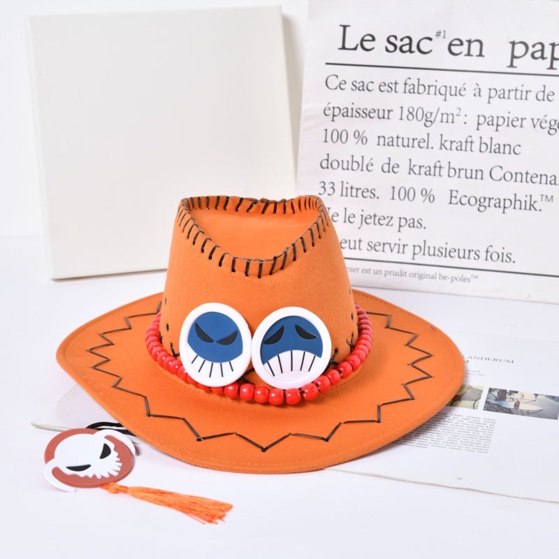 One Piece Fire Fist Ace Hat Men'S Trendy Western Cowboy Hat Anime Peripheral Cosplay Jazz Hat - Image 3