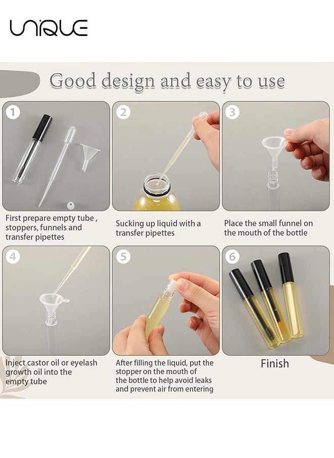 Unique - 3 pack 10ml Empty Mascara Tube Bottle with Eyelash Wand,Funnels and Tubes,Eyelash Cream Container Bottle with Funnels Transfer Pipettes,for Castor Oil/Eyelash Growth Oil - Image 1