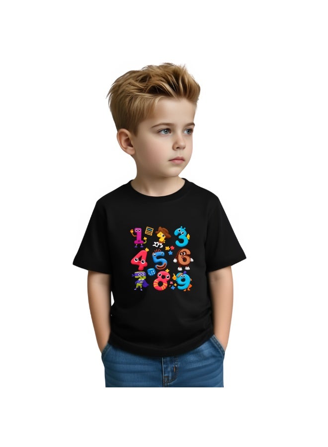 برينت شوب فور مي تيشيرت للأطفال بمناسبة يوم الرياضيات | تيشيرت مطبوع عليه أرقام وكسور، تيشيرت بأكمام قصيرة مزين برموز رياضية ملونة - Image 3