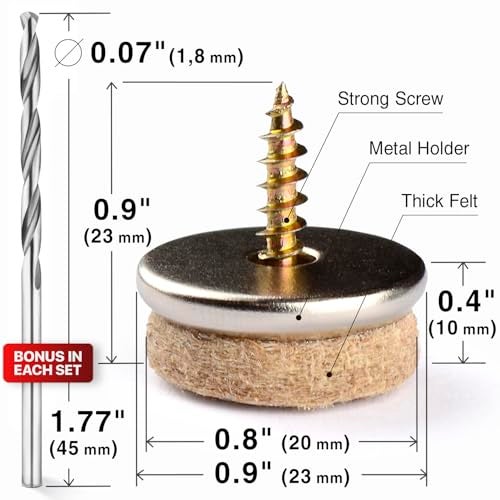 X-Protector Screw-On Felt Pads X-Protector – 24 Felt Chair Pads for Hardwood Floors 0.8" – Premium Chair Glides – Beige Floor Protectors for Furniture Legs – The Best Furniture Sliders for Hardwood Floors - Image 3