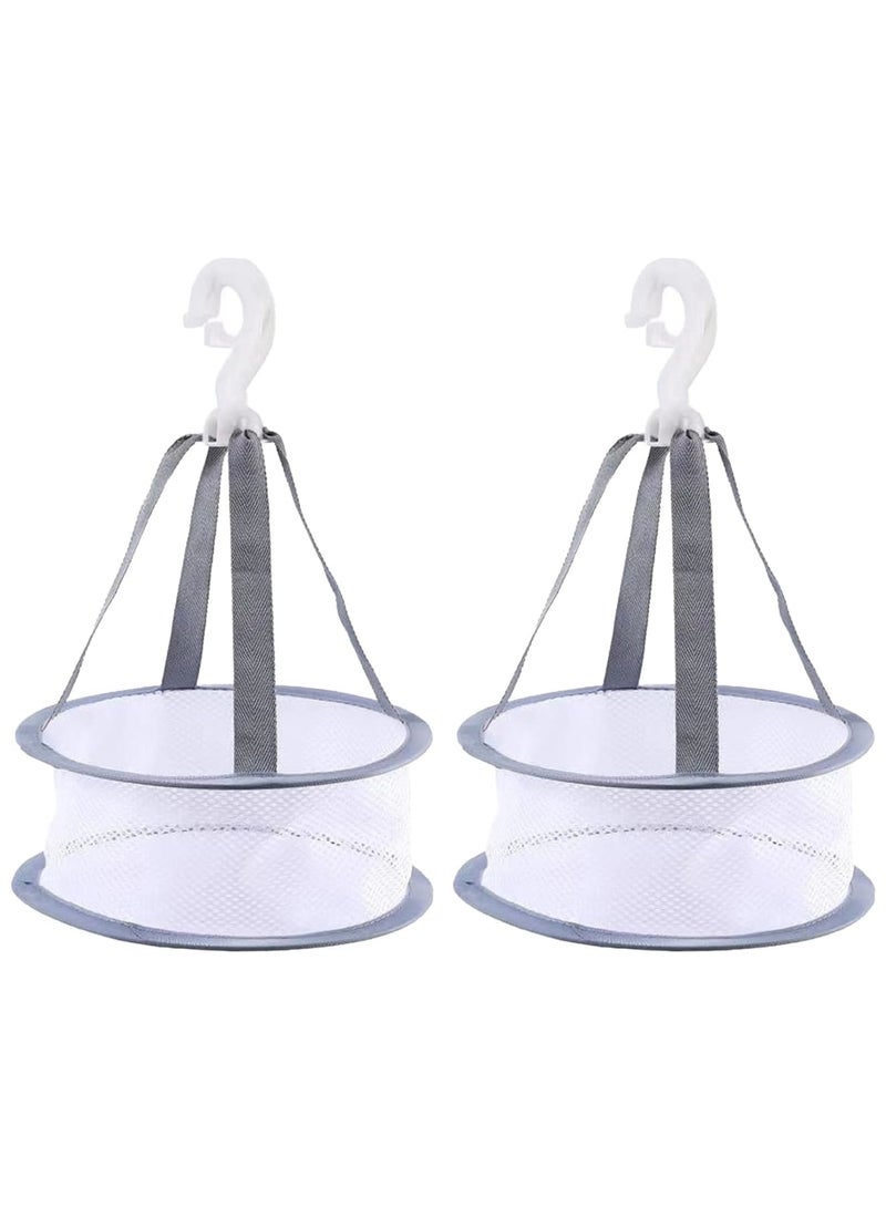 SYOSI سلتان لتثبيت الغسيل مع شماعة، حقيبة نايلون لتخزين مشابك الملابس، منظم غسيل مدمج للاستخدام المنزلي والسفر والأنشطة الخارجية (رمادي) - Image 1