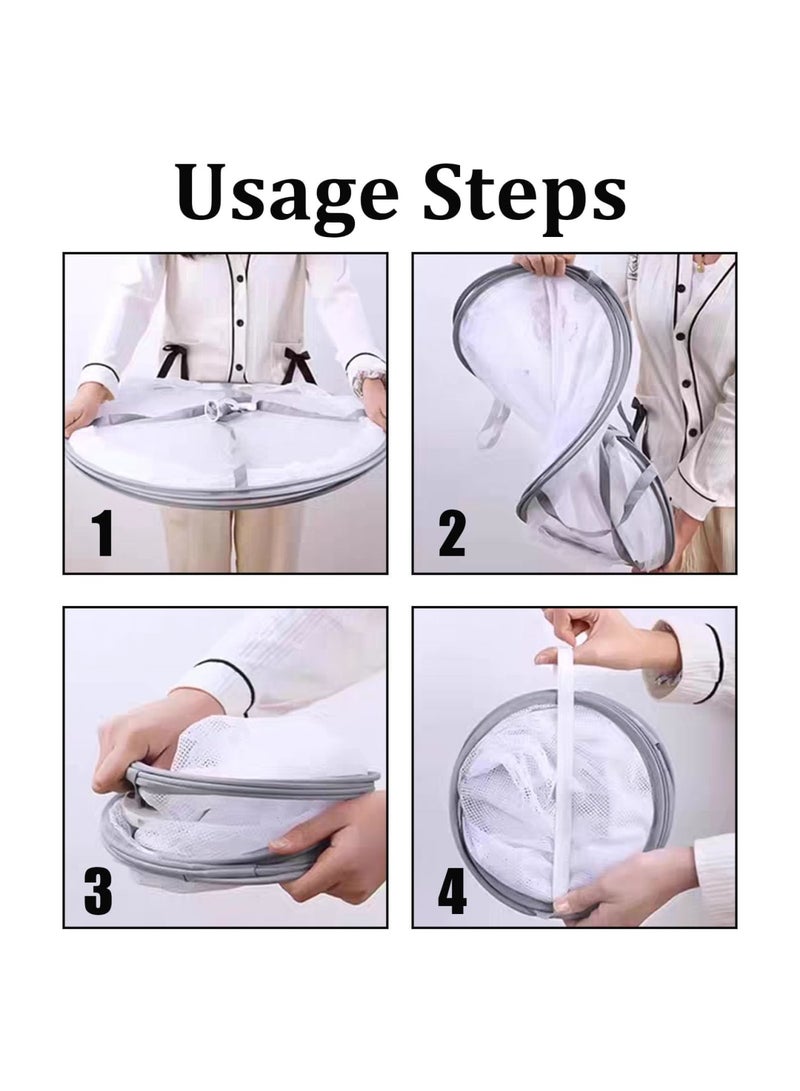 SYOSI سلتان لتثبيت الغسيل مع شماعة، حقيبة نايلون لتخزين مشابك الملابس، منظم غسيل مدمج للاستخدام المنزلي والسفر والأنشطة الخارجية (رمادي) - Image 4