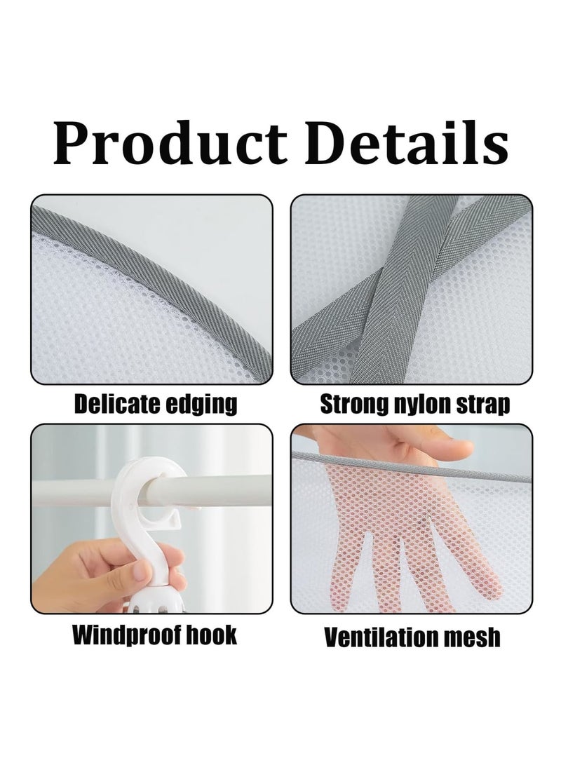 SYOSI سلتان لتثبيت الغسيل مع شماعة، حقيبة نايلون لتخزين مشابك الملابس، منظم غسيل مدمج للاستخدام المنزلي والسفر والأنشطة الخارجية (رمادي) - Image 3