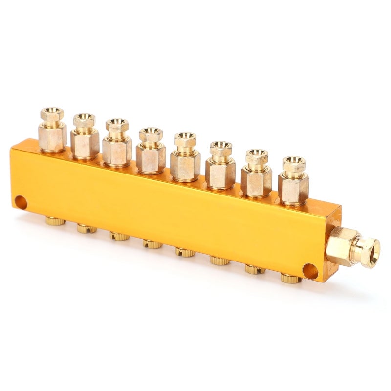 Oil Distributor: 1 Inlet 8 Outlets Stainless Steel - Adjustable Proportional Oil Flow Divider for CNC Machine Industrial Lubrication Systems - Image 4
