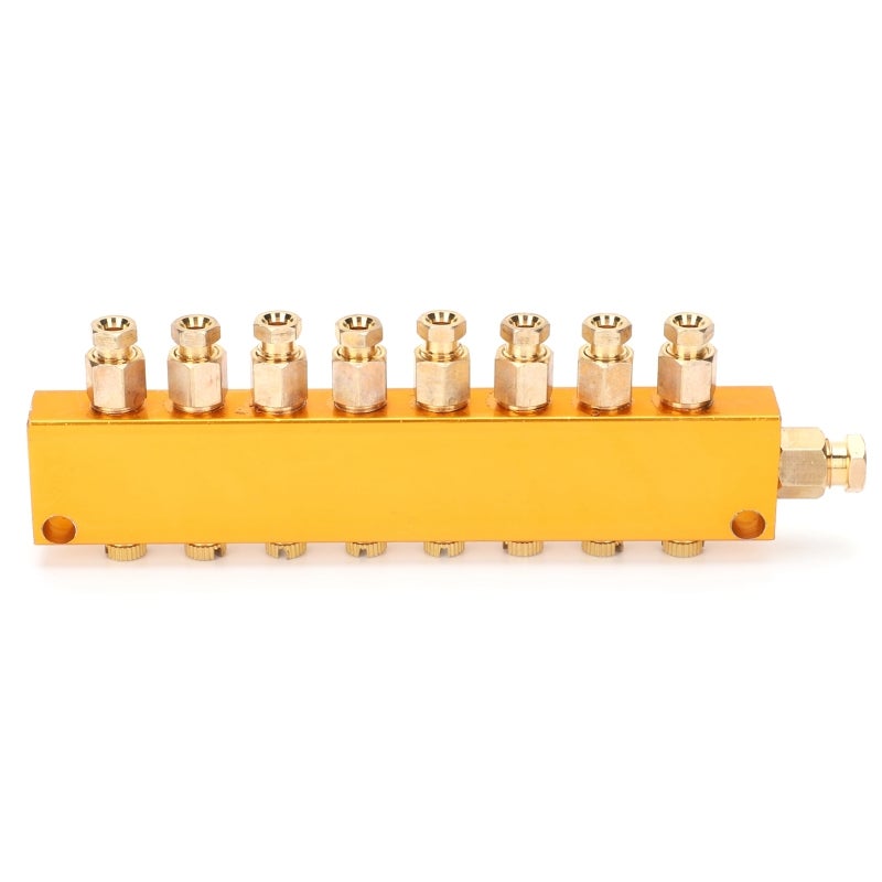Oil Distributor: 1 Inlet 8 Outlets Stainless Steel - Adjustable Proportional Oil Flow Divider for CNC Machine Industrial Lubrication Systems - Image 2