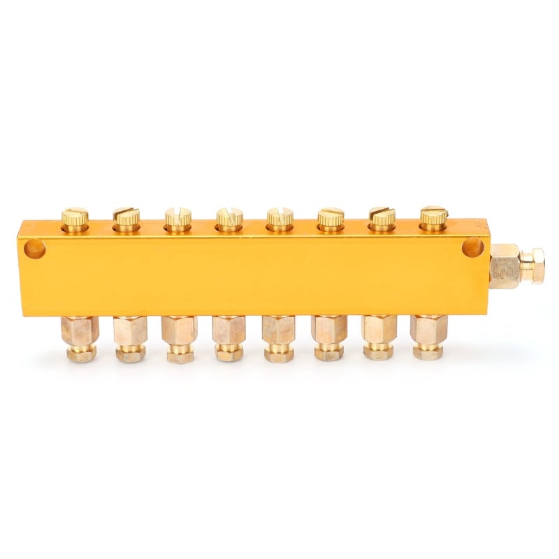 Oil Distributor: 1 Inlet 8 Outlets Stainless Steel - Adjustable Proportional Oil Flow Divider for CNC Machine Industrial Lubrication Systems - Image 1