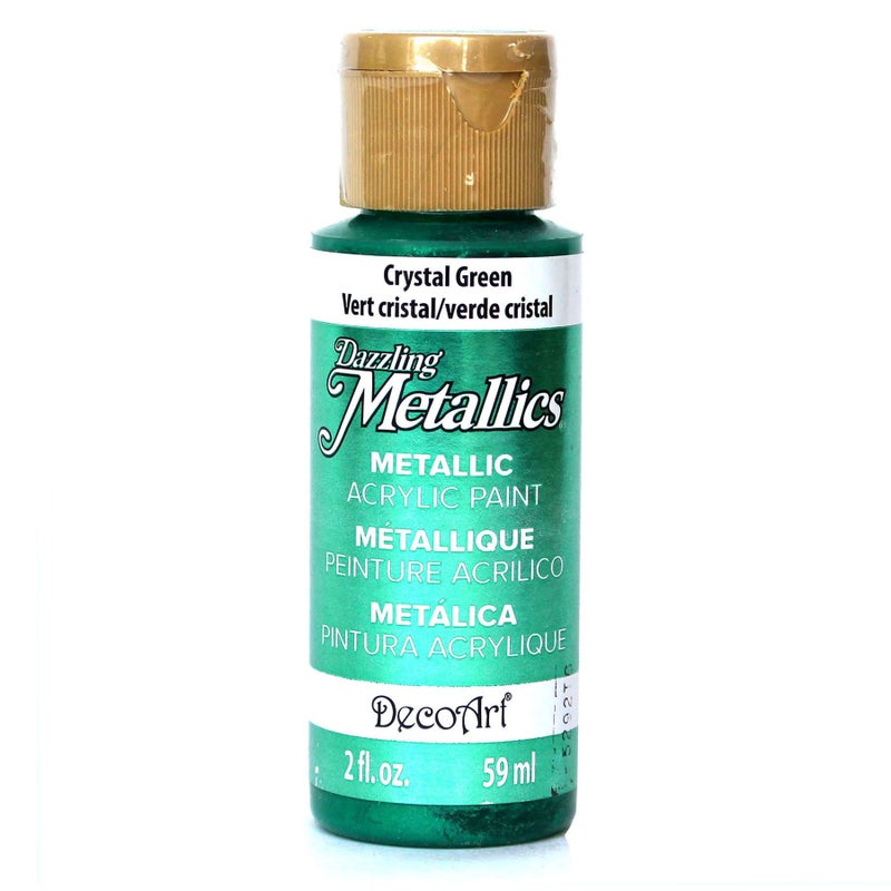 DecoArt Dazzling Metallics 2-Ounce Crystal Green Acrylic Paint - Image 1