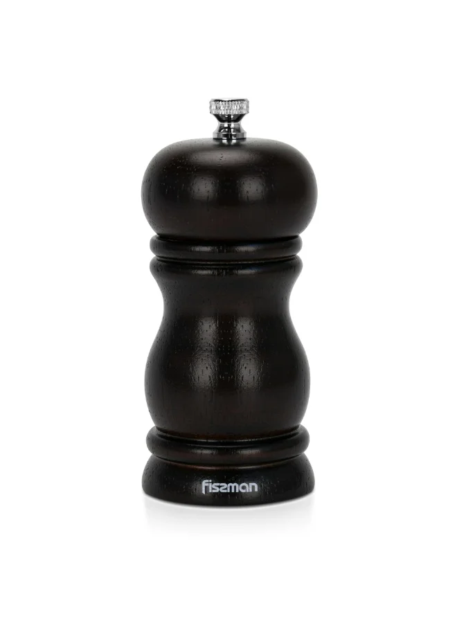 فيسمان Pepper Mill Rubber Wood Body with S/S Grinder 11cm For Peppercorn And Dry Spices, Stylish With Simple Design For Restaurant or For Everyday Use, Natural Wood Material, Grinding Mechanism with Adjustable Grinding Degree