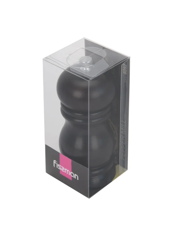 Fissman  Pepper Mill Rubber Wood Body with S/S Grinder 11cm For Peppercorn And Dry Spices, Stylish With Simple Design For Restaurant or For Everyday Use, Natural Wood Material, Grinding Mechanism with Adjustable Grinding Degree  | Best Price UAE
