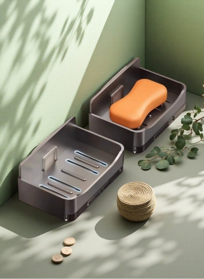 Beautiful Bathroom Wall Mounted Soap Box, No Water Accumulation New Soap Box, Household Drain Storage Rack (2-Piece Set) - Image 3