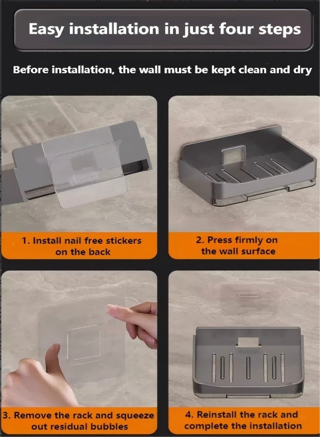 Beautiful Bathroom Wall Mounted Soap Box, No Water Accumulation New Soap Box, Household Drain Storage Rack (2-Piece Set) - Image 4