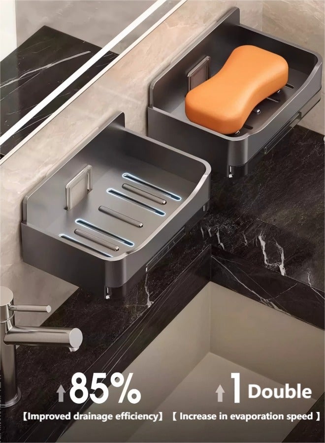 Beautiful Bathroom Wall Mounted Soap Box, No Water Accumulation New Soap Box, Household Drain Storage Rack (2-Piece Set) - Image 1