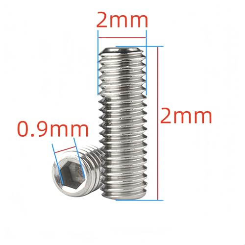 NACX M2 x 2mm Flat Point Screws, Hex Socket Set Screws, Metric Grub Screws, A2-70, DIN914 Stainless Steel, 100Pcs - Image 2