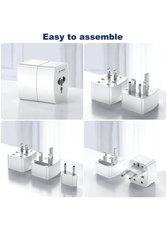 LDNIO - Z4 Universal Plug Adapter ABS VO With UK/EU/US/AU Pin & 2 Universal Socket (6A) - White - Image 1