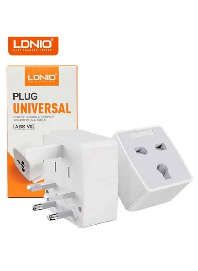 LDNIO - Z4 Universal Plug Adapter ABS VO With UK/EU/US/AU Pin & 2 Universal Socket (6A) - White - Image 1