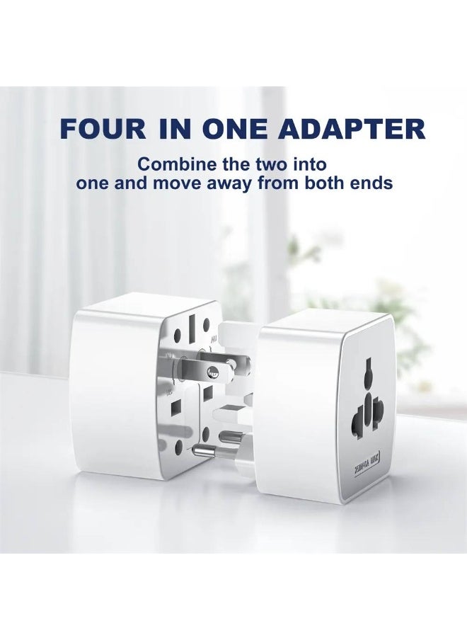 LDNIO - Z4 Universal Plug Adapter ABS VO With UK/EU/US/AU Pin & 2 Universal Socket (6A) - White - Image 1