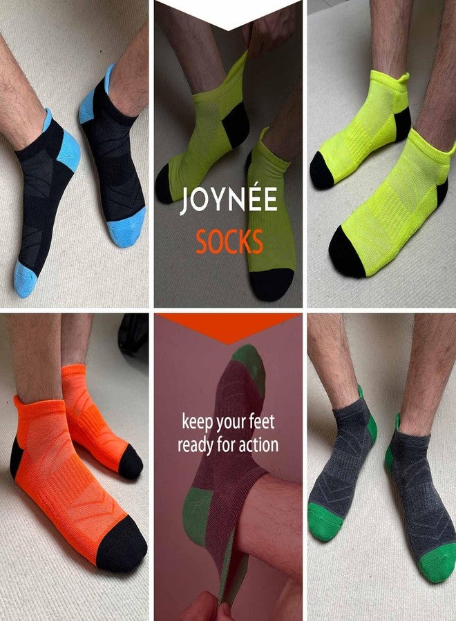 JOYNÉE Mens Ankle Athletic Running Tab Socks for Men 6 Pairs Low Cut Sports Workout Socks,Colorful,Sock Size 10-13 - Image 2