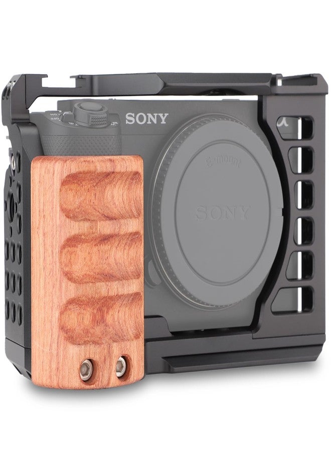 LEFTFOTO ZV-E1 Full Camera Cage with Wood Handle for Sony Alpha ZV-E1 Video Shooting Frame with Arca Type Base 3/8" ARRI Holes Dual Locking All in One Design - Image 1
