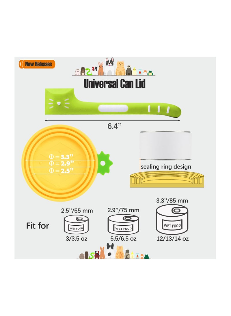 SOLARAE Dog and Cat Food Can Lids & Spoon, Pet Can Cover and Spoon Set for Pet Food Cans, Food Safe, BPA Free & Dishwasher Safe, Universal Size Can Caps Lids (Pineapple) - Image 3