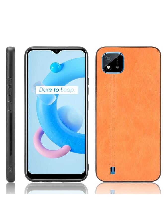 erorex Case For OPPO Realme C11 2021 / Realme C20 Shockproof Sewing Cow Pattern Skin PC + PU + TPU Case - Image 1