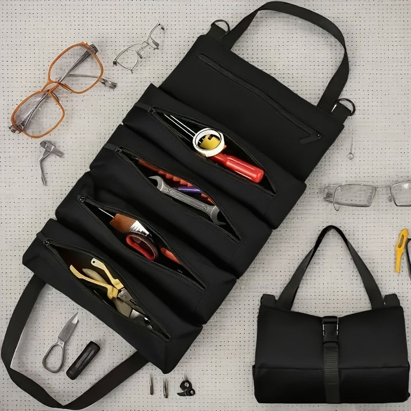 Green Oxford Fabric Heavy Duty Tool Roll Bag Large Capacity Foldable Tool Organizer - Image 3