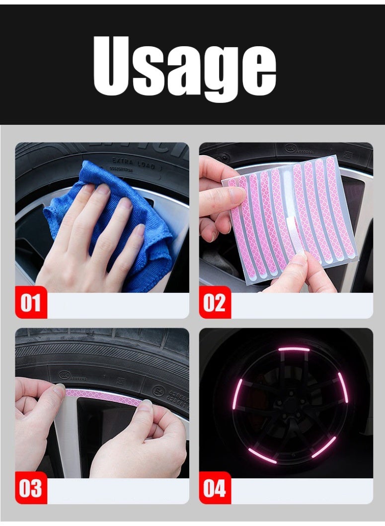 Reflective Car Wheel Rim Stickers 20pcs Night Safety Warning Car Stickers Anti-Scratch - Image 5