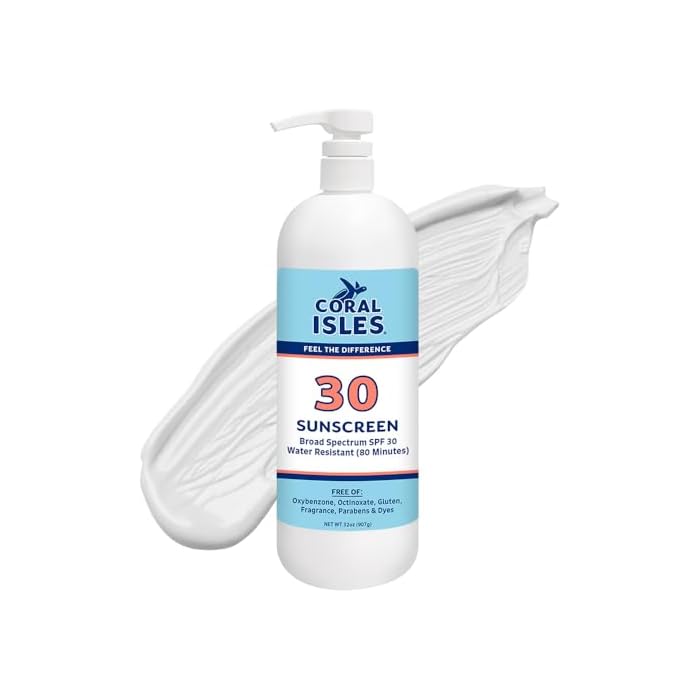 Coral Isles by Rocky Mountain Sunscreen | SPF 30 Lotion | Broad Spectrum UVA/UVB Protection | Hawaii Reef-Safe Act Compliant | Oxybenzone & Octinoxate Free | Water Resistant 80 Min. | 32 Fl Oz