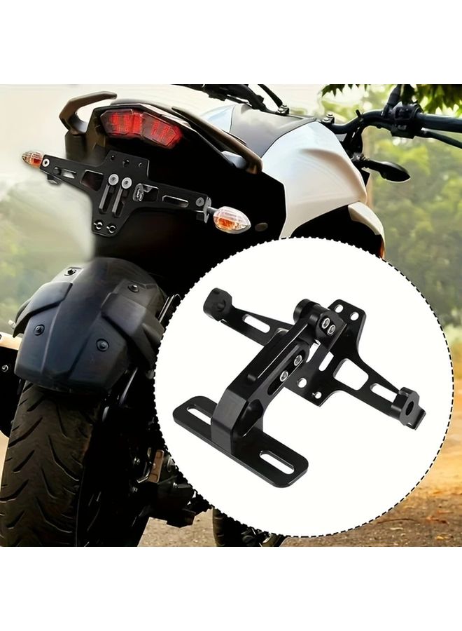 Black Motorcycle License Plate Holder And Rear Rack Adjustable CNC Alloy Mount - Image 1