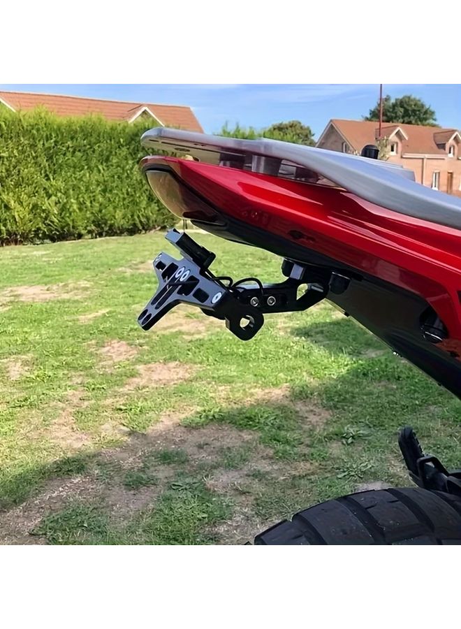 Black Motorcycle License Plate Holder And Rear Rack Adjustable CNC Alloy Mount - Image 2