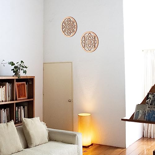 KOYILTD 4 Pieces Thicken Rustic Wall Decor,Flower Carved Wall Art,Wooden Hollow Carved Design(Round, 8.2in) - Image 5