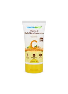 Mamaearth Daily Glow Sunscreen Spf 50 Pa+++ No White Cast With Vitamin C & Turmeric For Sun Protection & Glow 50 G  - Image 1