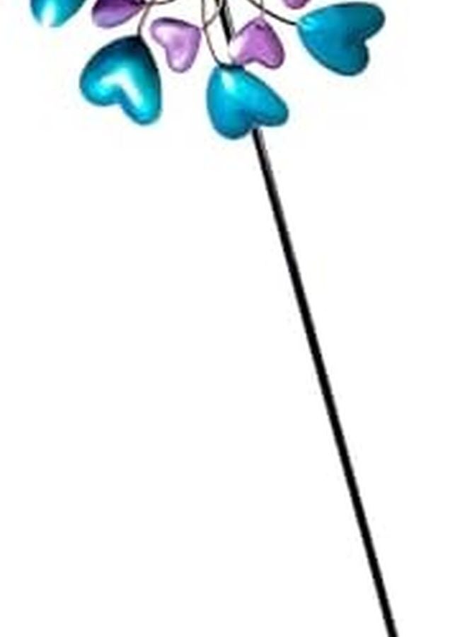 أزرق بنفسجي دوار ديناميكي طاحونة هواء سبينر كبير فن معدني للحديقة للعشب الخارجي - Image 4