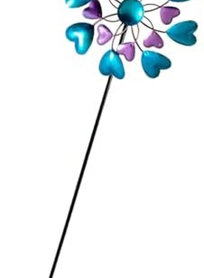 أزرق بنفسجي دوار ديناميكي طاحونة هواء سبينر كبير فن معدني للحديقة للعشب الخارجي - Image 1