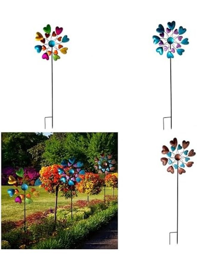 أزرق بنفسجي دوار ديناميكي طاحونة هواء سبينر كبير فن معدني للحديقة للعشب الخارجي - Image 3