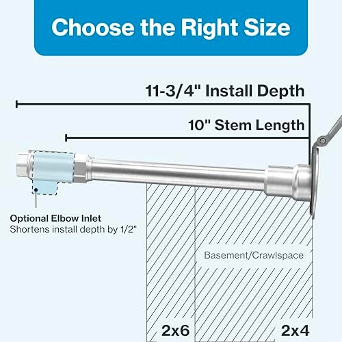 Aquor House Hydrant V1+ Frost Free Outdoor Faucet, Anti Siphon Valve with Quick Connect, Frost Proof Flush Wall Hose Bib, 10 inch Stem, 11-3/4 inch Install Depth, Slate Gray - Image 3